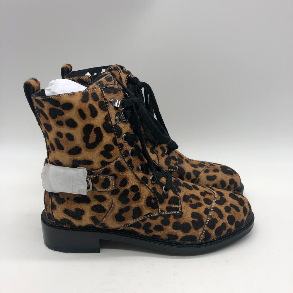NEW Aerosoles Amie Leopard Combat Boots Tan Size 7.5 M - Picture 3 of 8